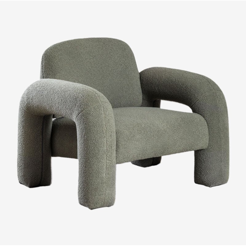 Fauteuil en peau de mouton Nicxon Sklum Vert Sauge
