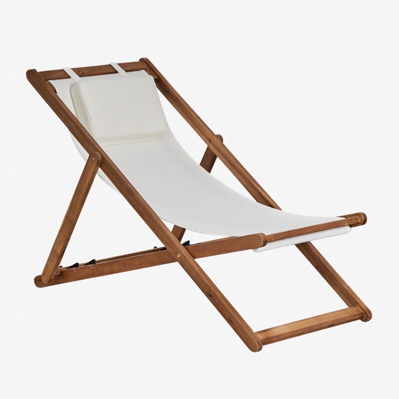 Hamac pliant avec coussin en bois Kardis Sklum Blanc Gardenia