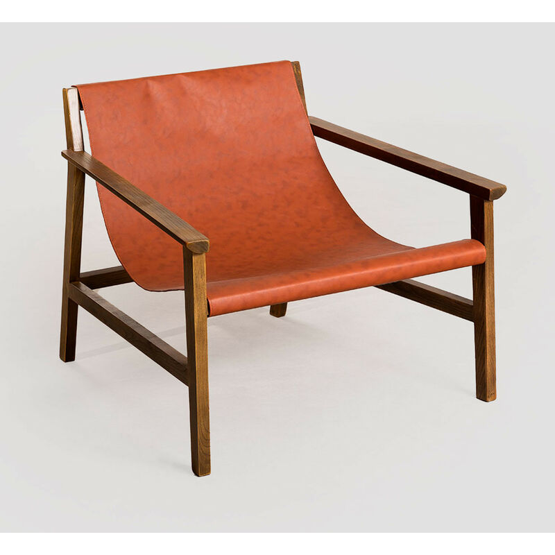 Sklum - Sessel aus Kunstleder und Holz Harris Kunstleder - Holz Dunkle Terracotta - Dunkle Terracotta Braun Dark