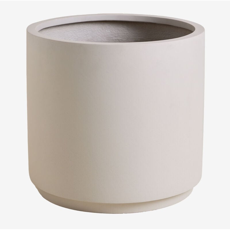 Sklum - Jardinière en polystone Saturne Gris sable Ø25 cm