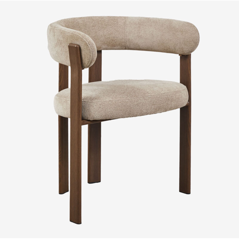 Chaise de salle à manger avec accoudoirs, rembourrée et en fer Jolie SKLUM Marron Bois Foncé Chaise de salle à manger avec accoudoirs, rembourrée et en fer Jolie SKLUM Marron Bois Foncé