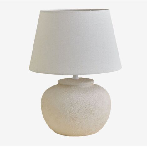 SKLUM Kenaris Tischlampe aus Keramik und Leinen Creme-Beige ↑40 cm