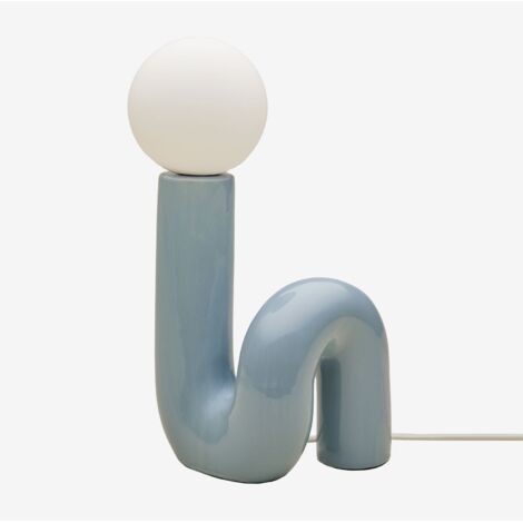 SKLUM Keramik-Tischlampe mit Vireto-Glaskugel Hellblau B