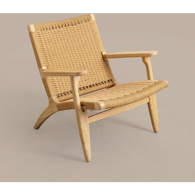 SKLUM Sessel mit Armlehnen aus Ulmenholz Kess Ulmenholz - Papierseil - Braun Natur