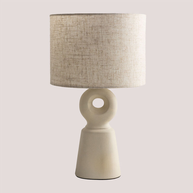 Image of Sklum - Lampada da tavolo in ceramica Avita Beige Crema - Beige Crema 25 cm