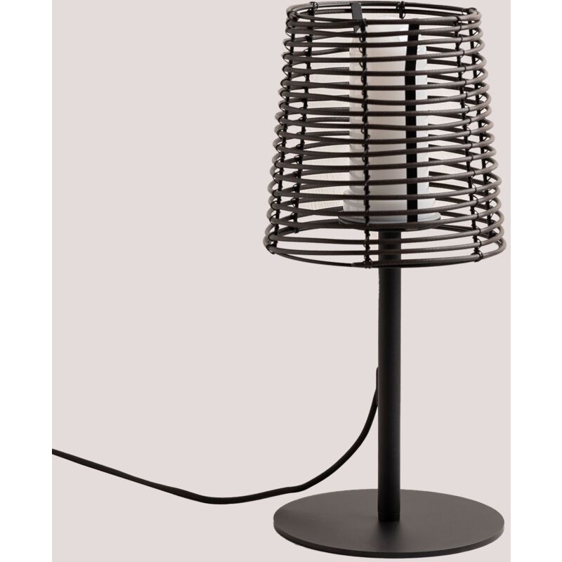 Image of Lampada da tavolo per esterni effetto legno Bissel Marrone scuro - Marrone scuro Ø24 cm - Sklum