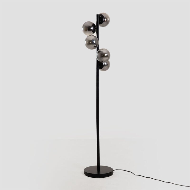 Lampadaire en fer avec boules en verre Buble Sklum Noir