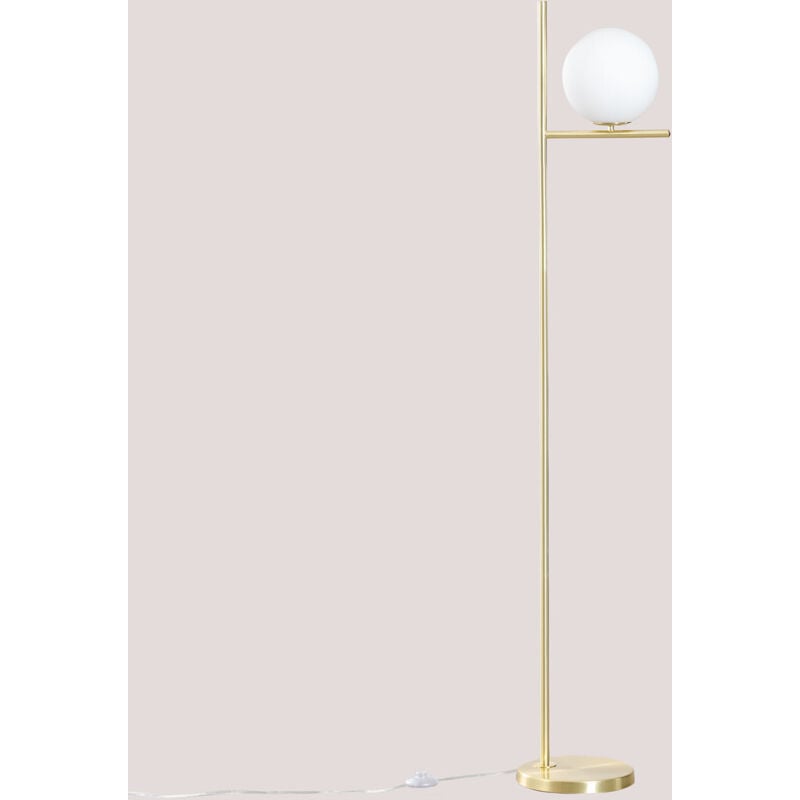 Sklum - Lampadaire en fer avec guirlande boule en verre Doré