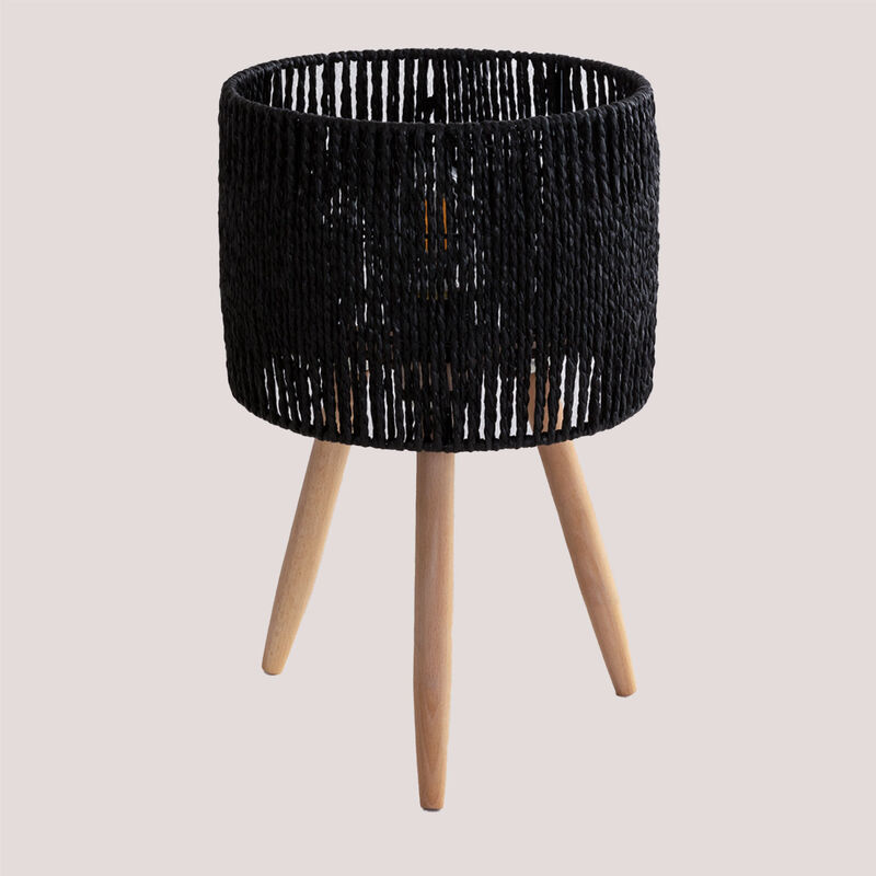 

Lámpara de Mesa en Papel Trenzado Tomas Negro - Sklum