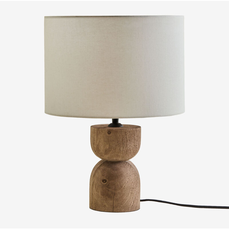 Sklum - Lampe à poser ↑40 cm en manguier et lin Gabina Blanc