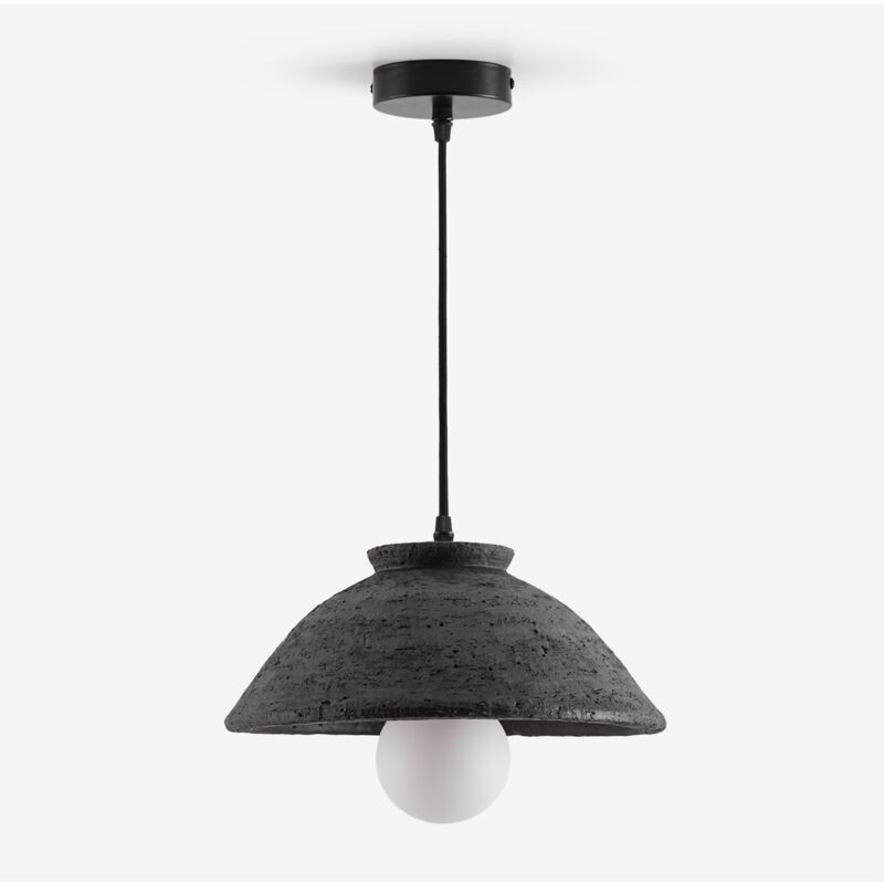 Lampe de Plafond en Terre Cuite (Ø32 cm) Sainza Sklum Noir de Carbone