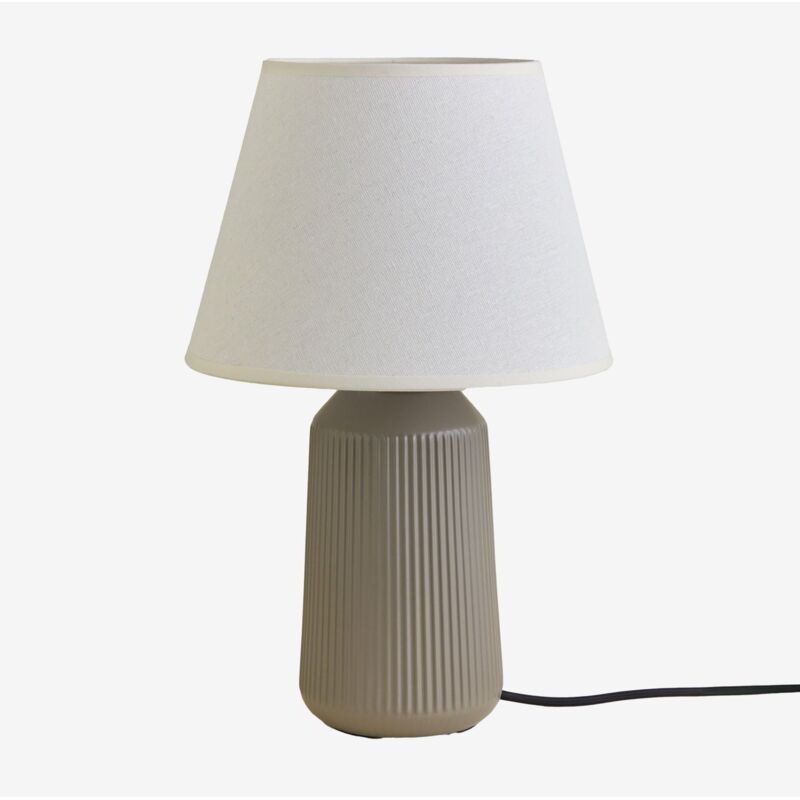 Sklum - Lampe de table 40 cm en céramique et lin Torena Gris Taupe Sklum - Lampe de table 40 cm en céramique et lin Torena Gris Taupe
