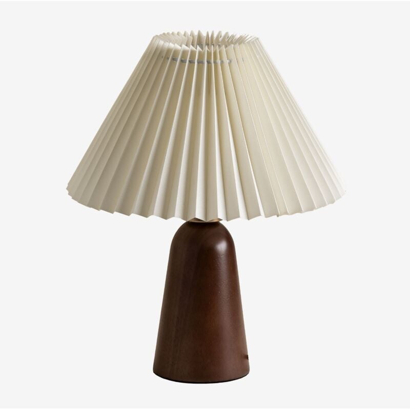 Sklum - Lampe de table en bois Jeremaia Beige Crème - Bois Foncé