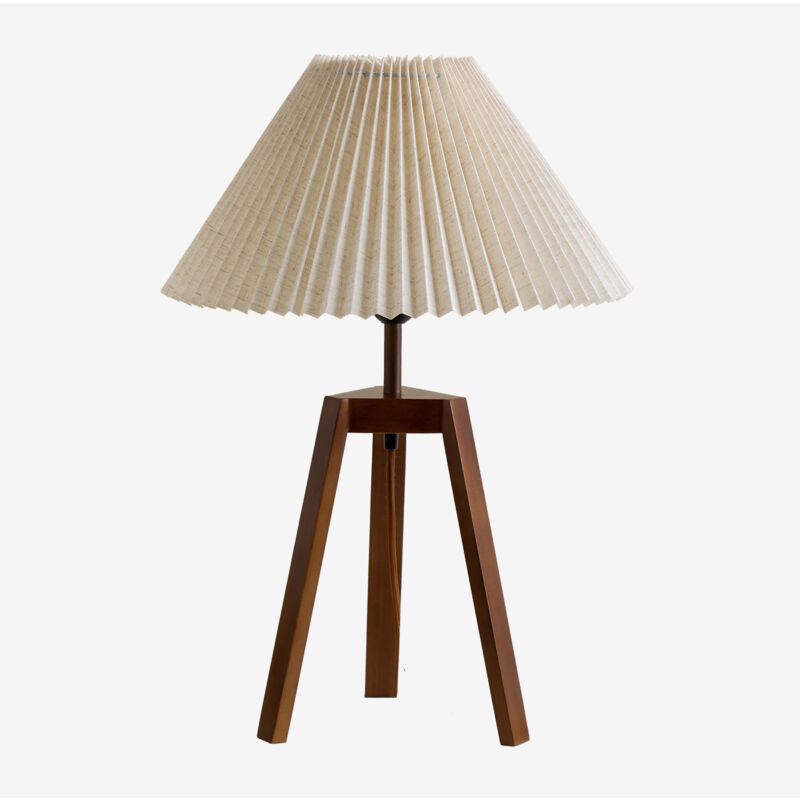 Lampe de table en lin et bois Vivaldo Sklum