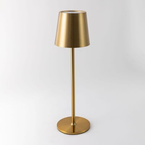 Sklum – Lampe de table LED sans fil dorée – Fer résistant – Autonomie 9-10h – Base tactile pour éclairage réglable
