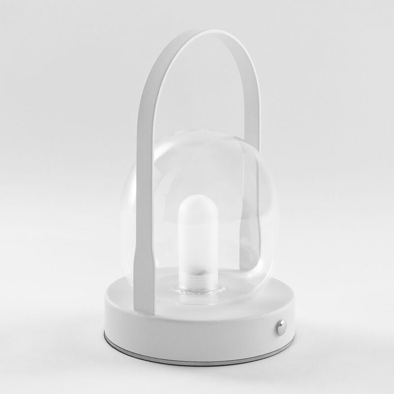 Sklum - Lampe de table led sans fil en fer et verre Samia Blanc