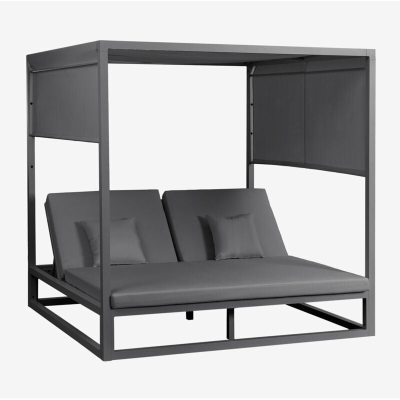 Lit balinais inclinable en aluminium et tissu Nasau SKLUM Gris Graphite