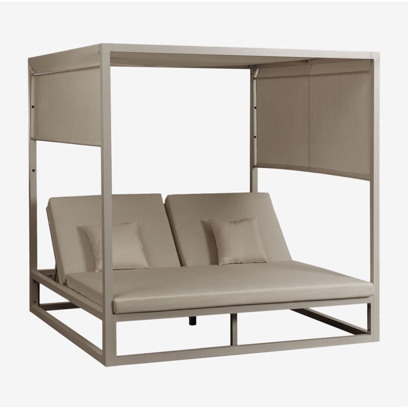Sklum - Lit balinais inclinable en aluminium et tissu Nasau Brun Moka