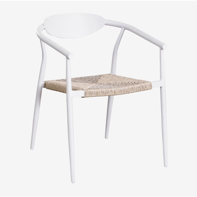 Lot de 2 chaises de jardin avec accoudoirs en aluminium et rotin synthétique Marsha Sklum Blanc Gardenia - Blanc Gardenia