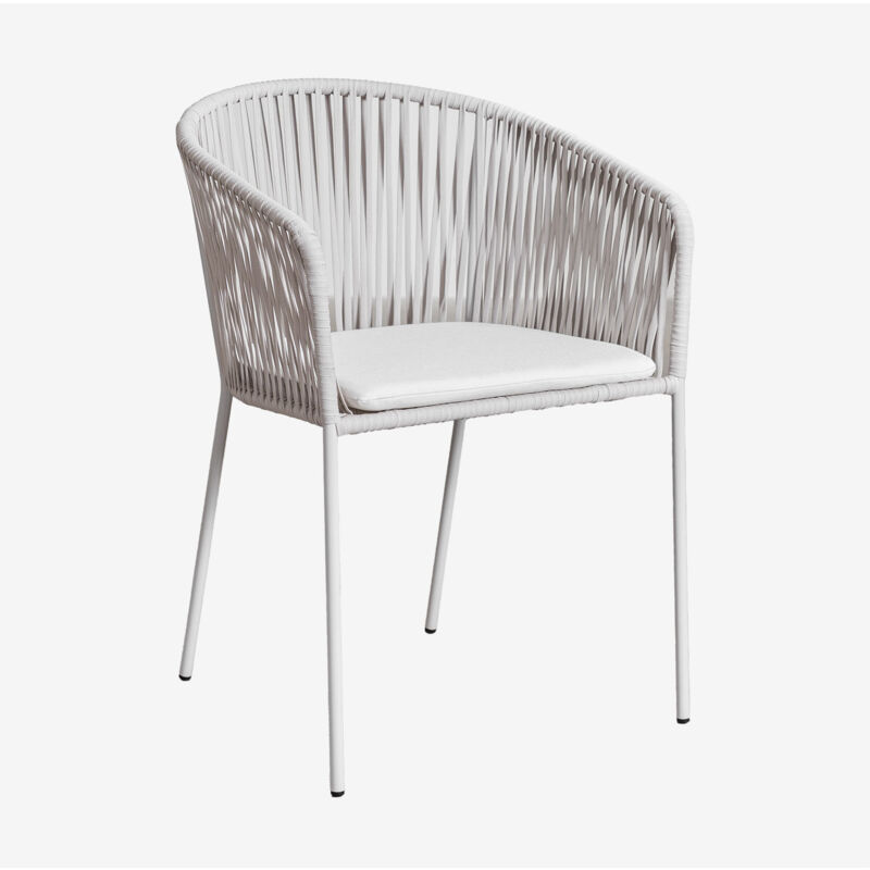 Lot de 2 chaises de jardin empilables avec accoudoirs en fer et corde tressée Jocelyn SKLUM Gris Clair