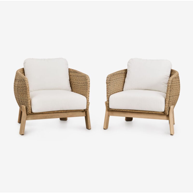 Lot de 2 fauteuils de jardin Leilan en bois d'acacia et rotin synthétique Sklum