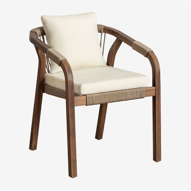 Sklum - Lot de 2 Chaises de Salle à Manger avec Accoudoirs en Bois d'Acacia Dubaï Blanc Gardenia