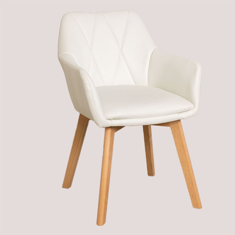 Sklum - Pack de 2 chaises de salle à manger tapissées Marh Blanc