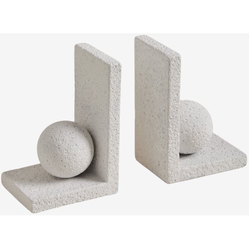 Sklum - Lot de 2 serre-livres Wobil en ciment Blanc