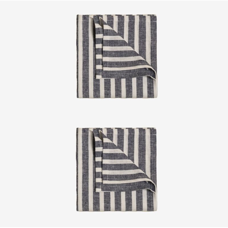 Set de 2 serviettes en coton Otorvi Sklum Gris Bleu