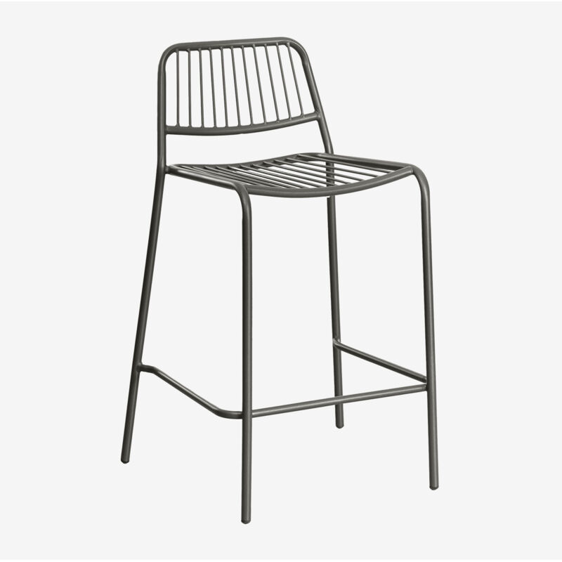 Sklum - Lot de 2 tabourets de jardin hauts empilables Elton Noir de Carbone ↑65 cm