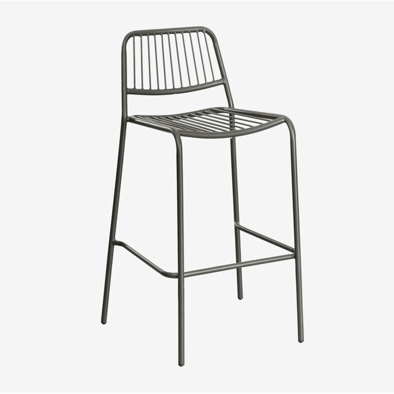Sklum - Lot de 4 tabourets de jardin hauts empilables Elton Noir de Carbone ↑75 cm