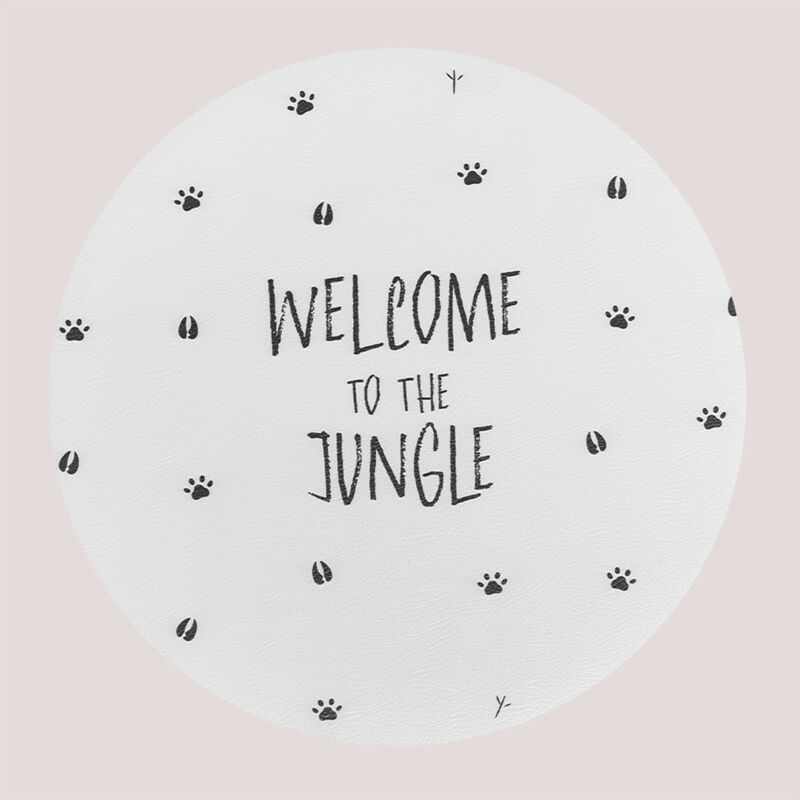 

Mantel Individual Redondo en Vinilo Jungle Kids Blanco - Negro - Sklum