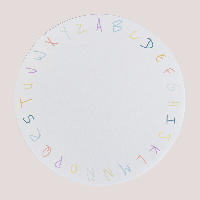 

Mantel Individual Redondo en Vinilo Letters Kids Blanco - Sklum