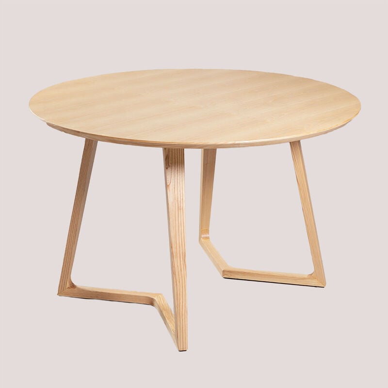 

Sklum - Mesa de Comedor Redonda en Madera de Fresno (Ø120 cm) Keira Marrón Fresno
