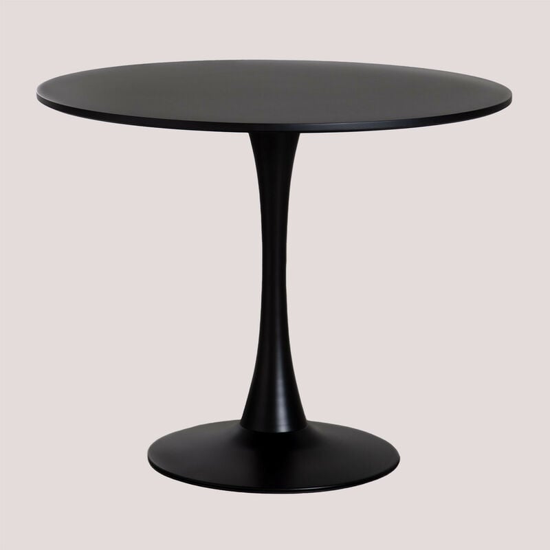 

Sklum - Mesa de Comedor Redonda en MDF y Metal Ivet Style Negro Ø90 cm Mate
