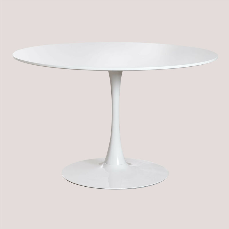 

Mesa de Comedor Redonda en MDF y Metal Ivet Style SKLUM - Blanco Ø120 cm Mate