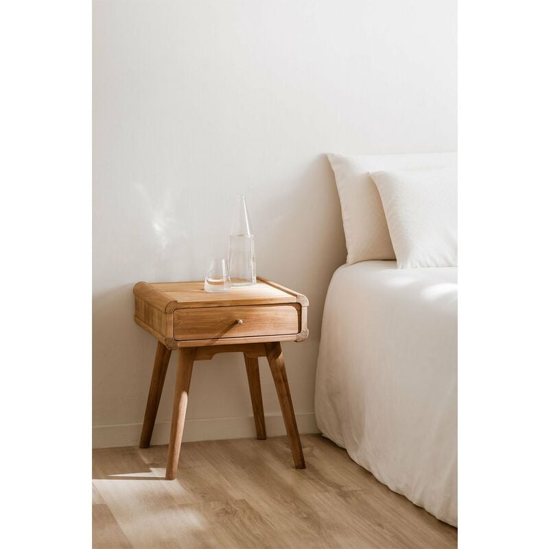 

Sklum - Mesita de Noche en Madera de Teca Menfis Madera Natural