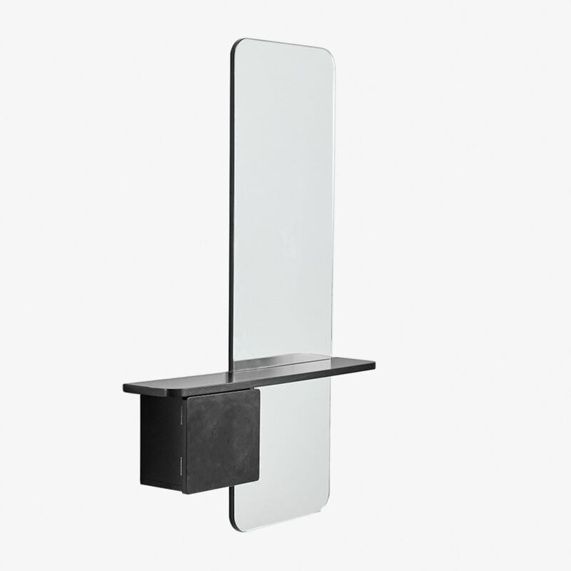 Sklum - Console d'entrée 80x120 cm en mdf avec miroir Varna Noir
