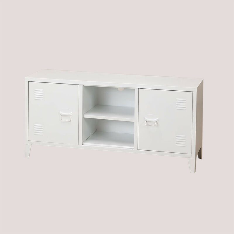 meuble tv avec étagère en acier pohpli sklum blanc - blanc