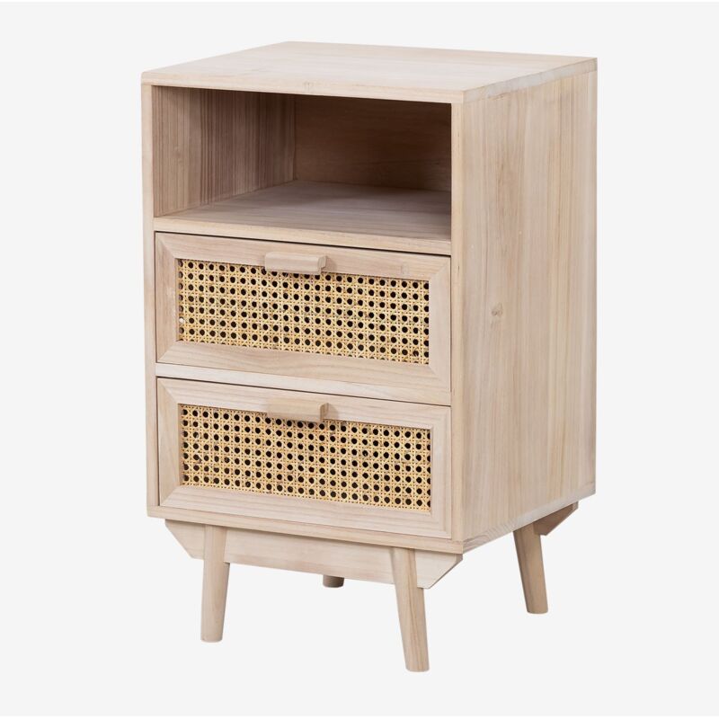 Table de Chevet avec Rangement en Bois de Ralik Sklum Marron Bois Naturel