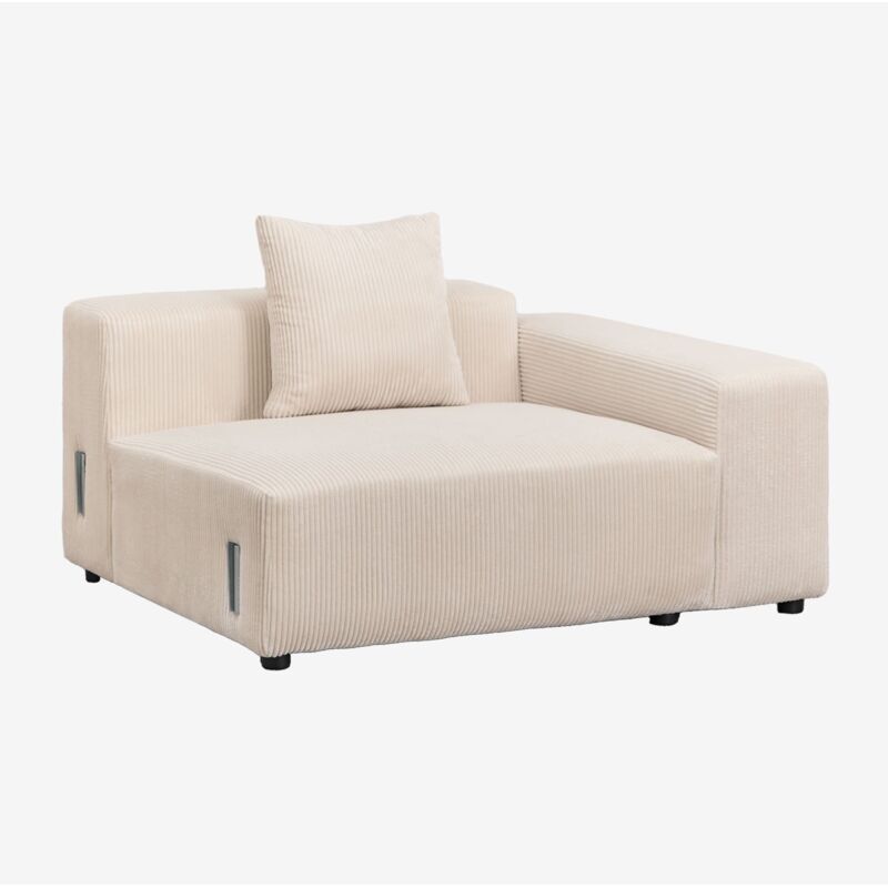 Sklum - Module d'angle droit (135x113 cm) avec accoudoir bas et coussin pour canapé modulable Bruna