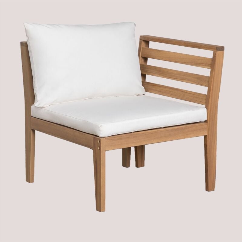 Module d'angle droit pour canapé de jardin modulable en bois d'acacia Filips Sklum Blanc Gardenia