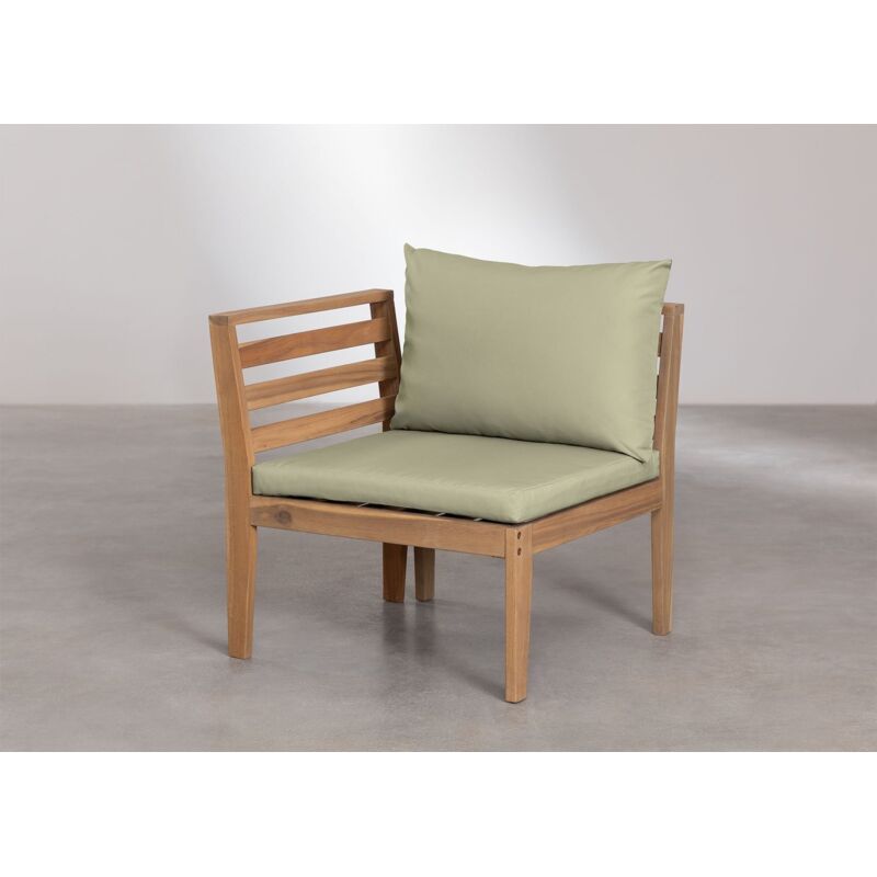 Module d'angle gauche pour canapé de jardin modulable en bois d'acacia Filips Sklum Vert Kaki