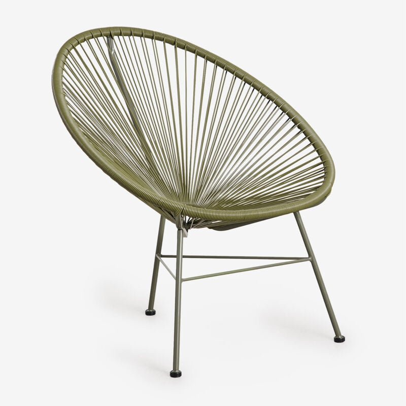 Nouveau fauteuil Acapulco en acier et osier synthétique Sklum Vert Olive Intense