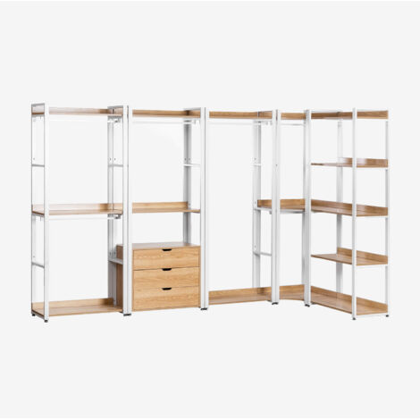 SKLUM Offenes modulares Eckschrank-Set aus 5 Teilen aus Stahl und Holz Ariaster Natürlich                                  