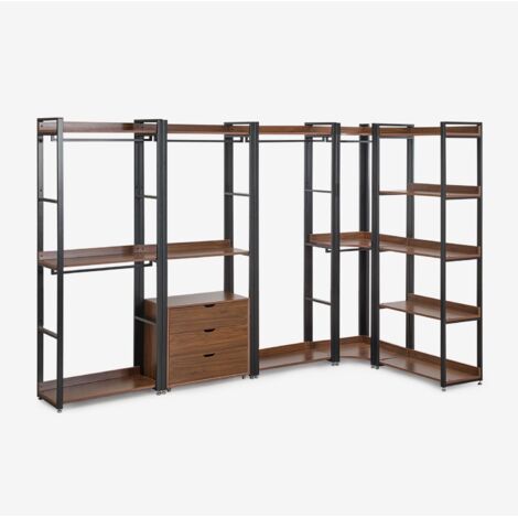 SKLUM Offenes modulares Eckschrank-Set aus 5 Teilen aus Stahl und Holz Ariaster Schwarz                                  