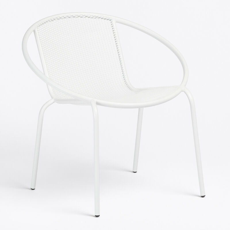 sklum - lot de 2 fauteuils de jardin empilables dylha blanc - blanc