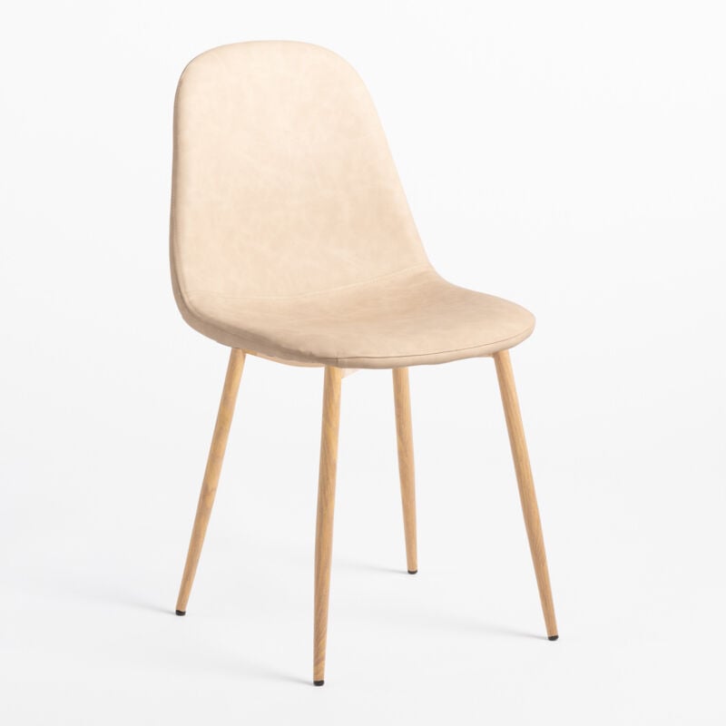 

PACK 2 Sillas en Polipiel Glamm Madera Natural Beige Crema - Sklum
