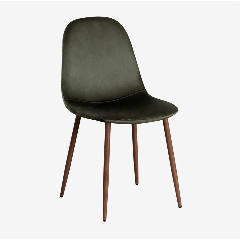 

PACK 2 Sillas en Terciopelo Glamm Madera Oscura Verde Militar - Sklum