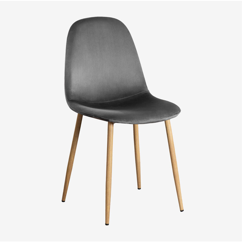

PACK 2 Sillas en Terciopelo Glamm SKLUM - Madera Natural Gris oscuro